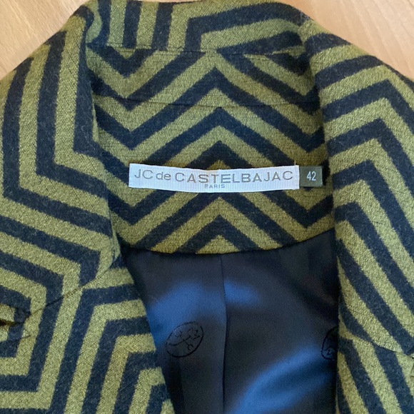 EUC RARE 80s -90s JC de Castelbajac chevron jacket wool with leather accents - Picture 7 of 15